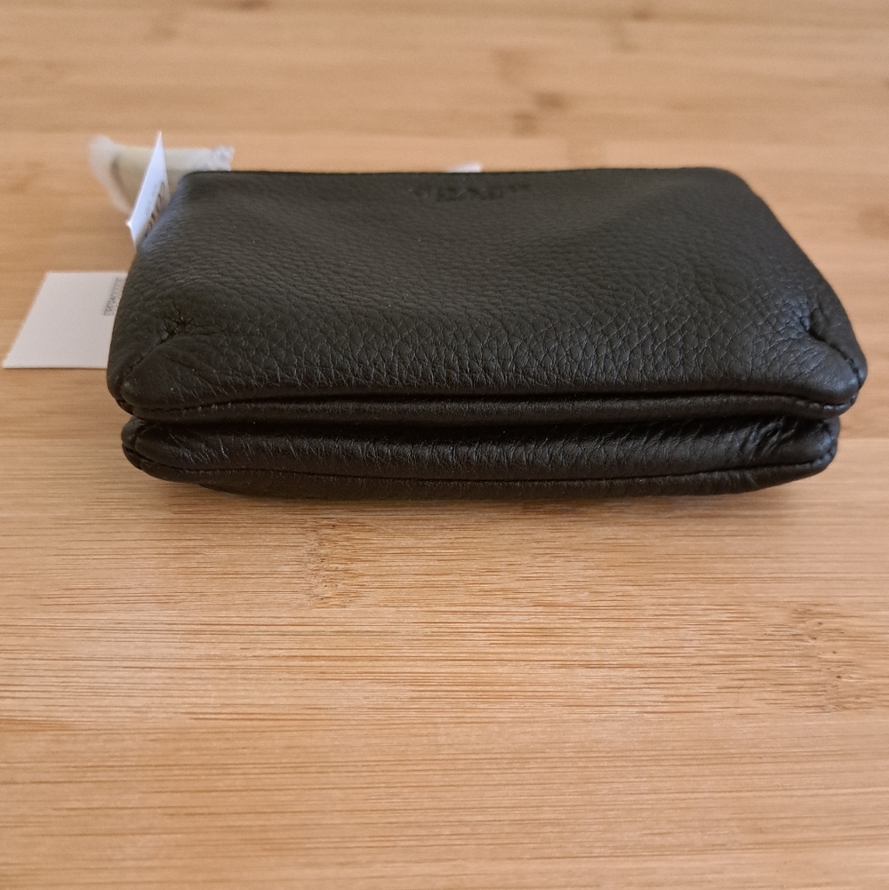 🔥NWT, COACH Park Pebbled Leather Double Gusset Zip Coin Wallet In Black, Silver - Picture 7 of 13